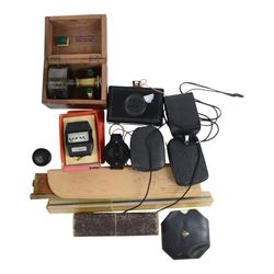 Collection of scientific instruments and similar, including French compass, exposure meter...