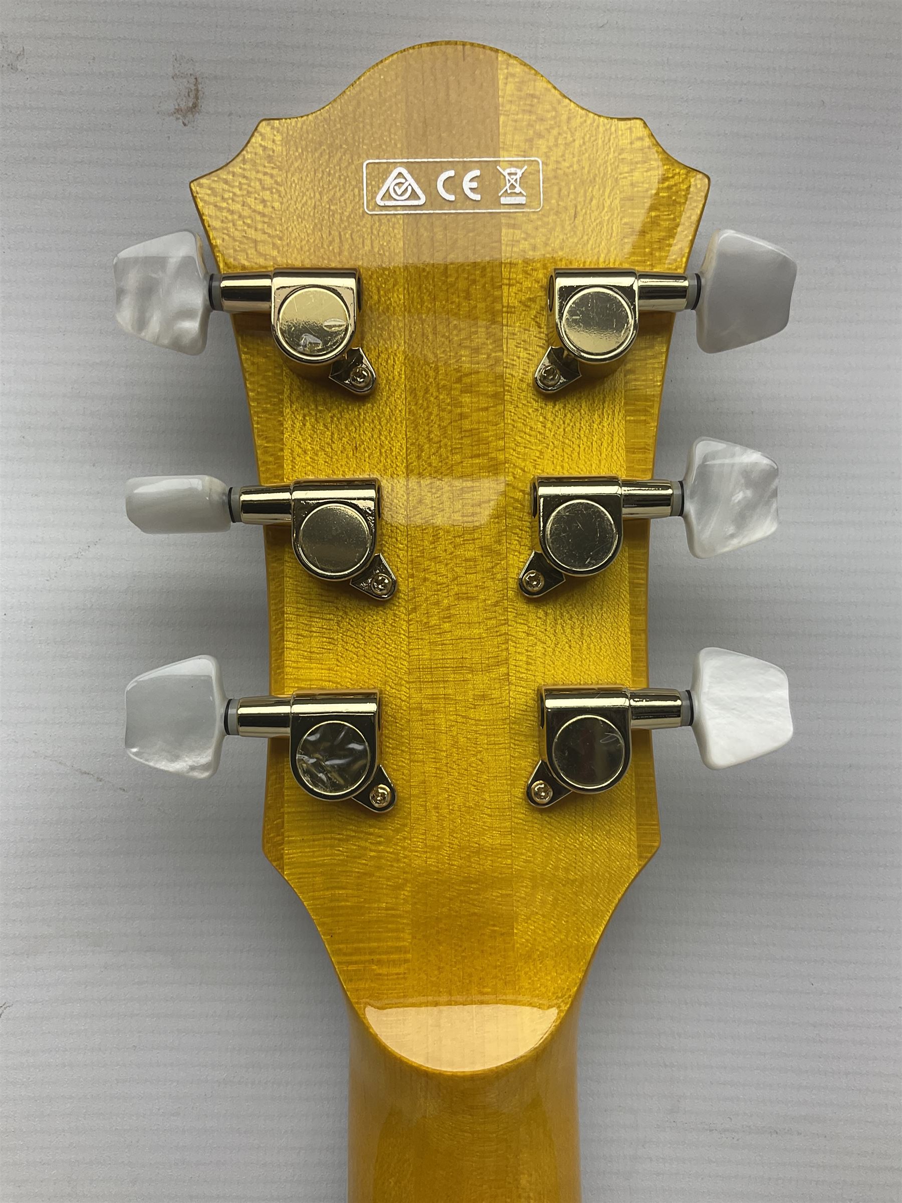 Ibanez George Benson 40th Anniversary arch top semi-acoustic guitar with floating pick-ups and mother-of-pearl inlay; model no.GB40THII serial no.S16120480; L104.5cm; in Ibanez hard carrying case with manual