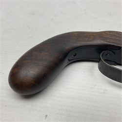 Percussion pocket pistol, 9cm octagonal barrel with German proof marks, figured walnut stock 21cm overall