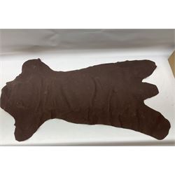 Taxidermy: Bob cat (Lynx rufus) hide mounted upon black felt backing material, L100cm