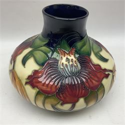 Moorcroft vase, of squat baluster form, decorated in Anna Lily pattern, by by Nicola Slaney, circa 1998, H17cm