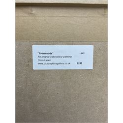 Chris Larkin (British 20th Century): 'Promenade', watercolour signed, dated 2006 and titled verso 27.5cm x 28cm