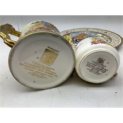 Paragon Edward VIII Coronation commemorative ware to include twin handled loving cup, H10.5cm, cup and plate, all with printed marks beneath (3)