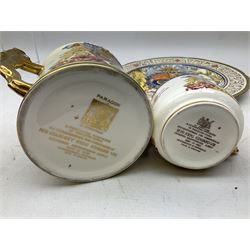 Paragon Edward VIII Coronation commemorative ware to include twin handled loving cup, H10.5cm, cup and plate, all with printed marks beneath (3)