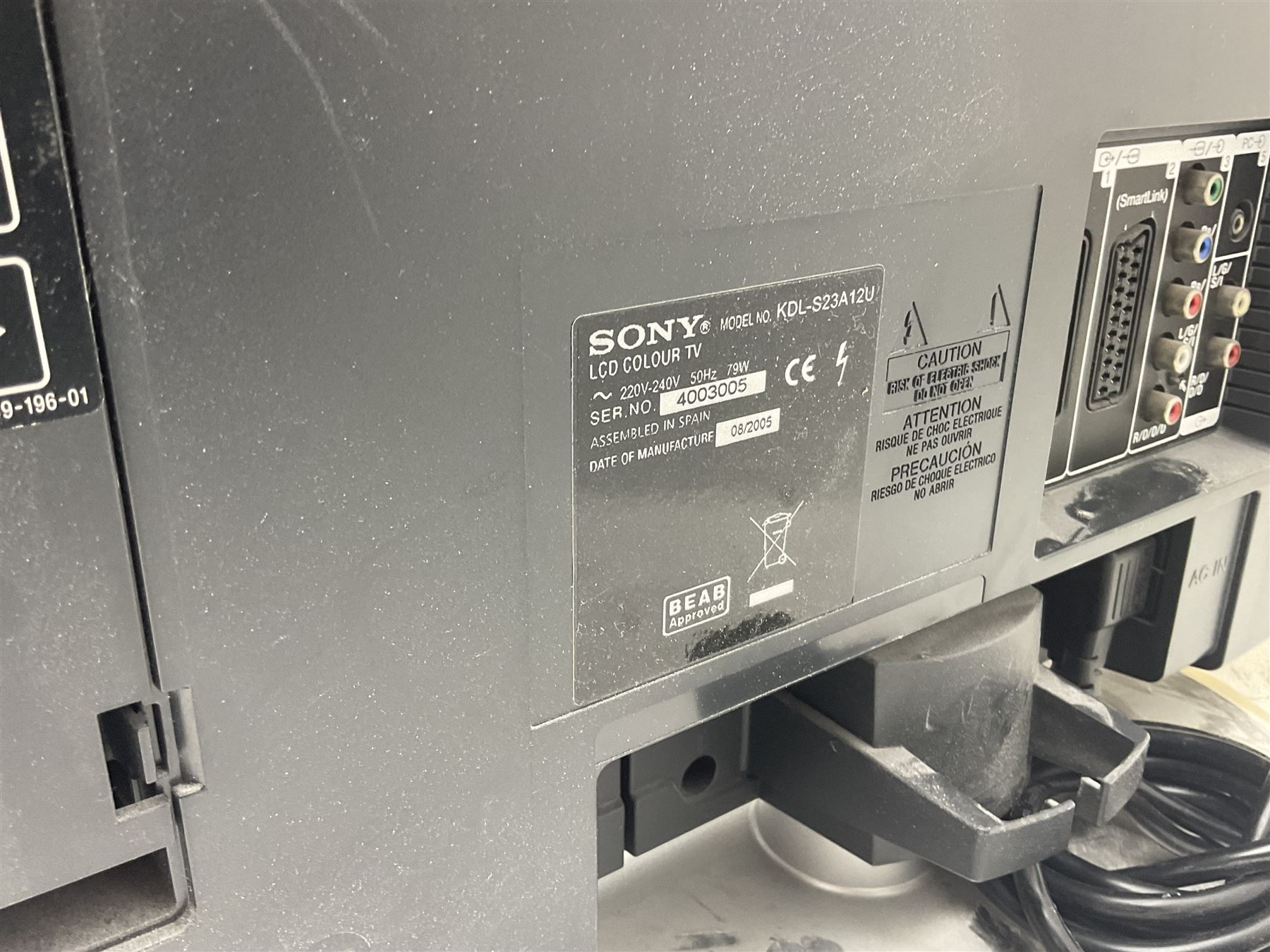 SONY KDL-S23A12A2U television with remote; and a JANOME NEW HOME electric sewing machine