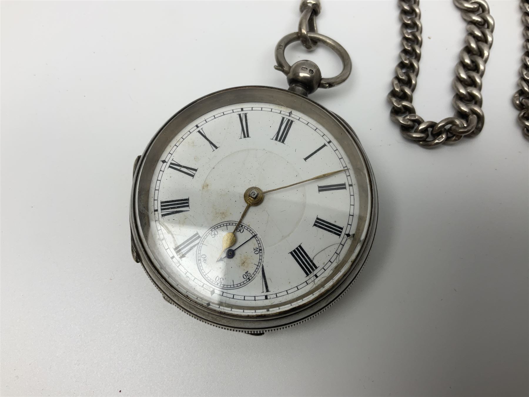 Edwardian silver open face lever pocket watch, case by Alfred Wigley, Birmingham 1901, on silver tapering Albert chain, 14ct gold ladies manual wind wristwatch, two pairs of silver sugar tongs by Francis Higgins II, London 1880, silver charm and a 9ct gold cameo