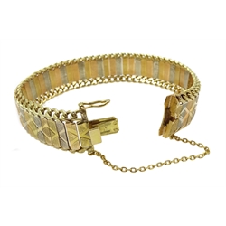 18ct white, rose and yellow gold link bracelet, approx 34.3gm 