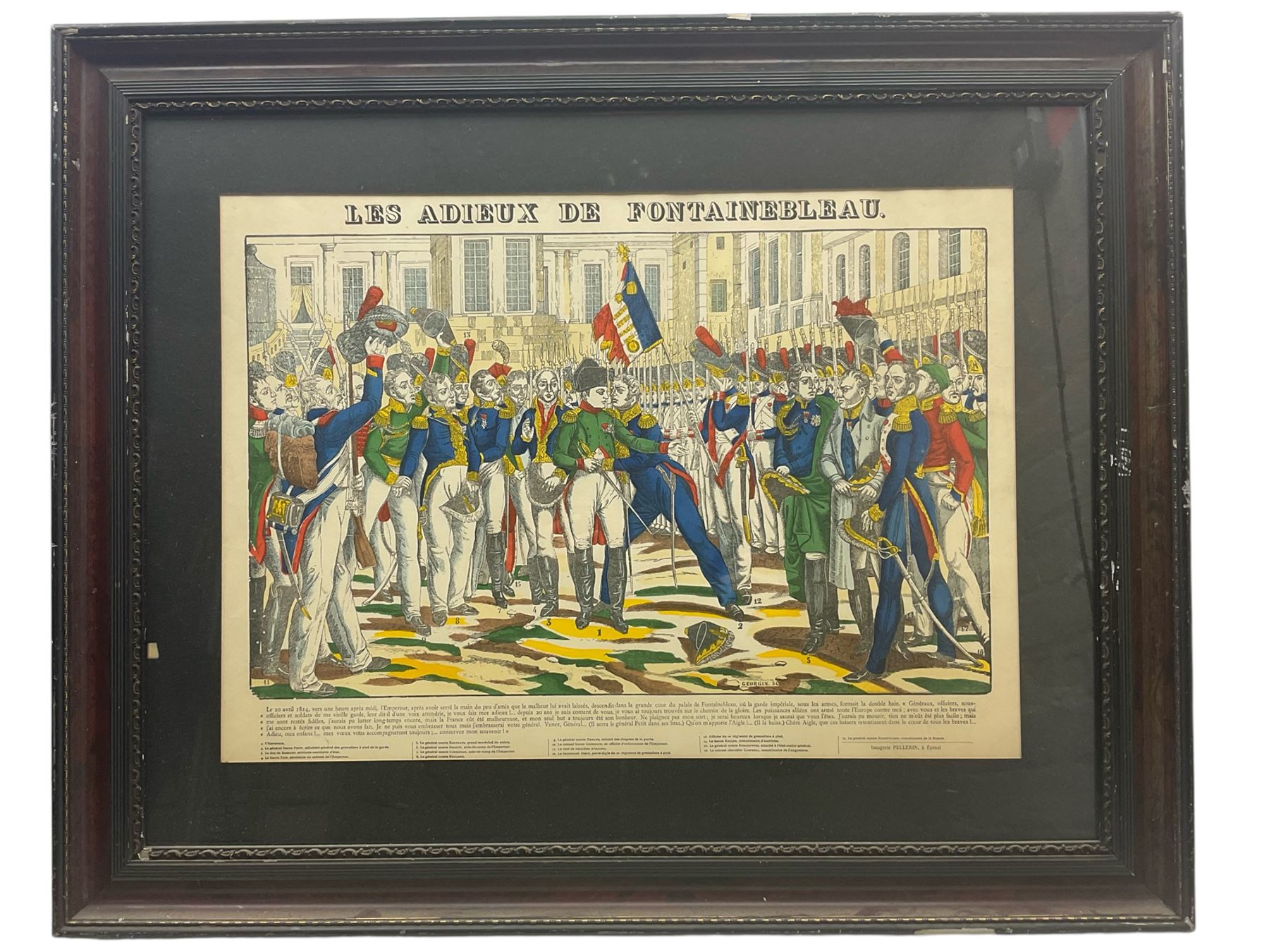 'Les Adieux de Fontainebleau' Napoleon print, overall 66cm x 82cm 