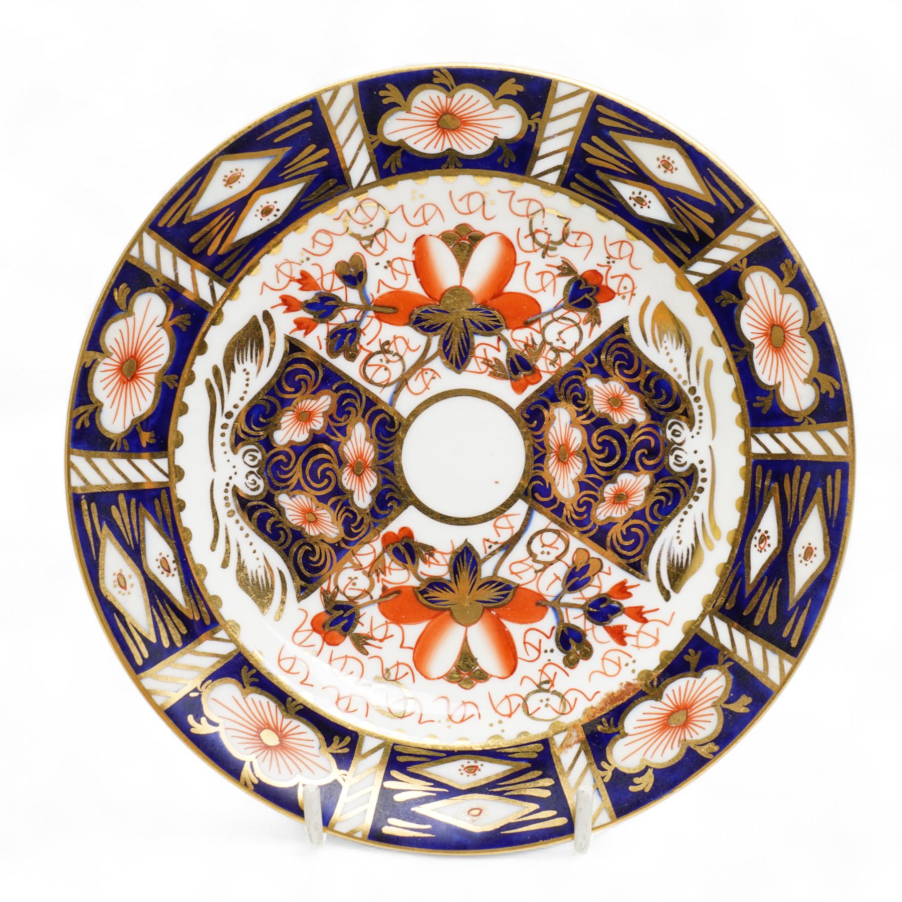 Royal Crown Derby limited edition Imari 'Yorkshire Rose' plate, numbered 442/2000; together with other mixed Royal Crown Derby tea wares, including pattern 2451 trio and matching teapot and sandwich plate, pattern 962 (6)