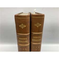 Nisbet Alexander: A System of Heraldry Speculative and Practical with the True Art of Blazon According to the Most approved Heralds in Europe[...], R. Fleming, Edinburgh, 1722, 1742, 2 vols, engraved plates, full calf binding re-backed using original boards 
