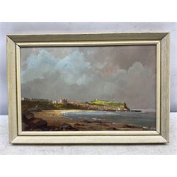 Don Micklethwaite (British 1936-): South Bay Scarborough, oil on board signed 18cm x 28cm