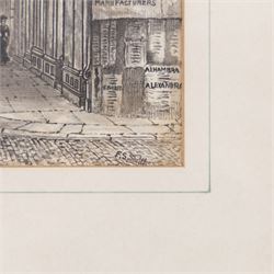 Frederick Schultz Smith (Hull 1860-1925): 'View of Saville Street' and 'View of Osborne Street & Freemans Hall' Hull, two monochrome watercolours and ink signed, titled verso 12cm x 17cm (2)