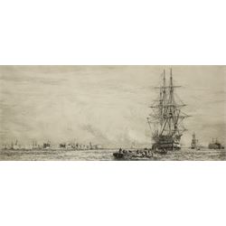 William Lionel Wyllie RA RWS (British 1851-1931): HMS Victory in Portsmouth Harbour, drypo...