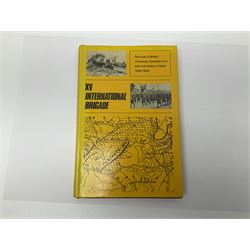 Hawker Lt. Col. P.: Instructions to Young Sportsmen in all that Relates to Guns and Shooting. 1833 7th edition. Re-bound in green cloth; Harting James Edmund: Hints on Shore Shooting.1871; Army Field Service Pocket Book. 1938. Contains numerous bound pamphlets; Ferrar Major M.L.: Officers of The Green Howards. 1920; Blake George: Mountain & Flood - History of the 52nd Lowland Division. 1950; and XV International Brigade. 1975 (6)