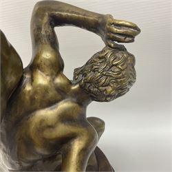 After Giambologna: Abduction of a Sabine Woman, bronze figure, on circular wooden base, H68cm
