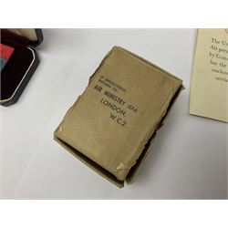 WWI pair of medals comprising British War Medal and Victory Medal awarded to 380807 Pte. W. Hayles Hamps. R.; Imperial Service Medal awarded to William Hayles; cased and boxed; WWII 1939-1945 War Medal and Defence Medal in issue box with slip; 1930s hallmarked silver football presentation fob etc