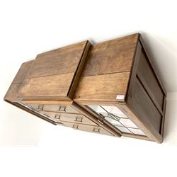 Early 20th century walnut  sideboard, three graduating drawers flanking two lead glazed doors 
