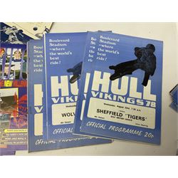 1951 FA Cup final Blackpool V Newcastle United programme, together with a collection of other sporting programmes, mostly Speedway official examples, and a football rattle.