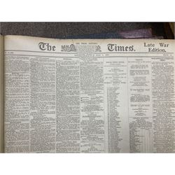 The Times Newspaper; an archive of The Times newspapers bound as five albums comprising, 1901 January, 1915 January- March, July- August, 1916 July- September, November - December 