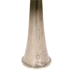 Early 20th century silver hunting horn, of typical form engraved 'South Oxfordshire Hounds W.H.B. from W. and C.F. Season 1905-6 43 Brace', marked Whippy London , hallmarked (worn and indistinct), L24cm