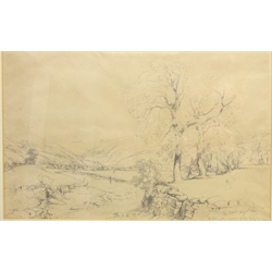  'Rievaulx Abbey', 'Dentdale', 'Barnard Castle', 'Claughton Hall', six 19th century pencil drawings signed by Henry Harris Lines (British 1800-1889) max 32cm x 43cm (6)  