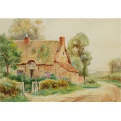 Sidney Valentine Gardner (Staithes Group 1869-1957): Thatched Cottage, watercolour signed 24cm x 34cm