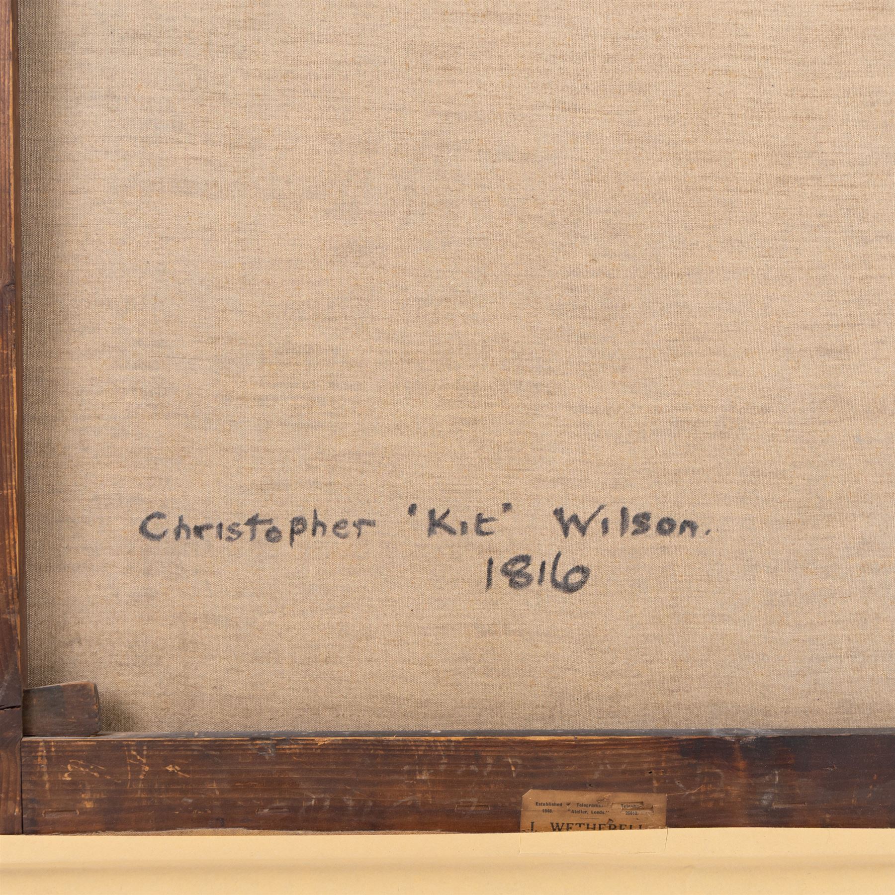 English School (19th Century): Portrait of 'Christoper 'Kit' Wilson', oil on canvas unsigned, titled in a later hand after the original beneath relined canvas verso, 71cm x 58cm 