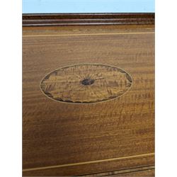 Wooden twin handled tray with inlaid decoration, L62cm