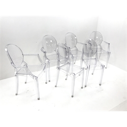  Set six Philippe Starck style Ghost armchairs, W54cm  