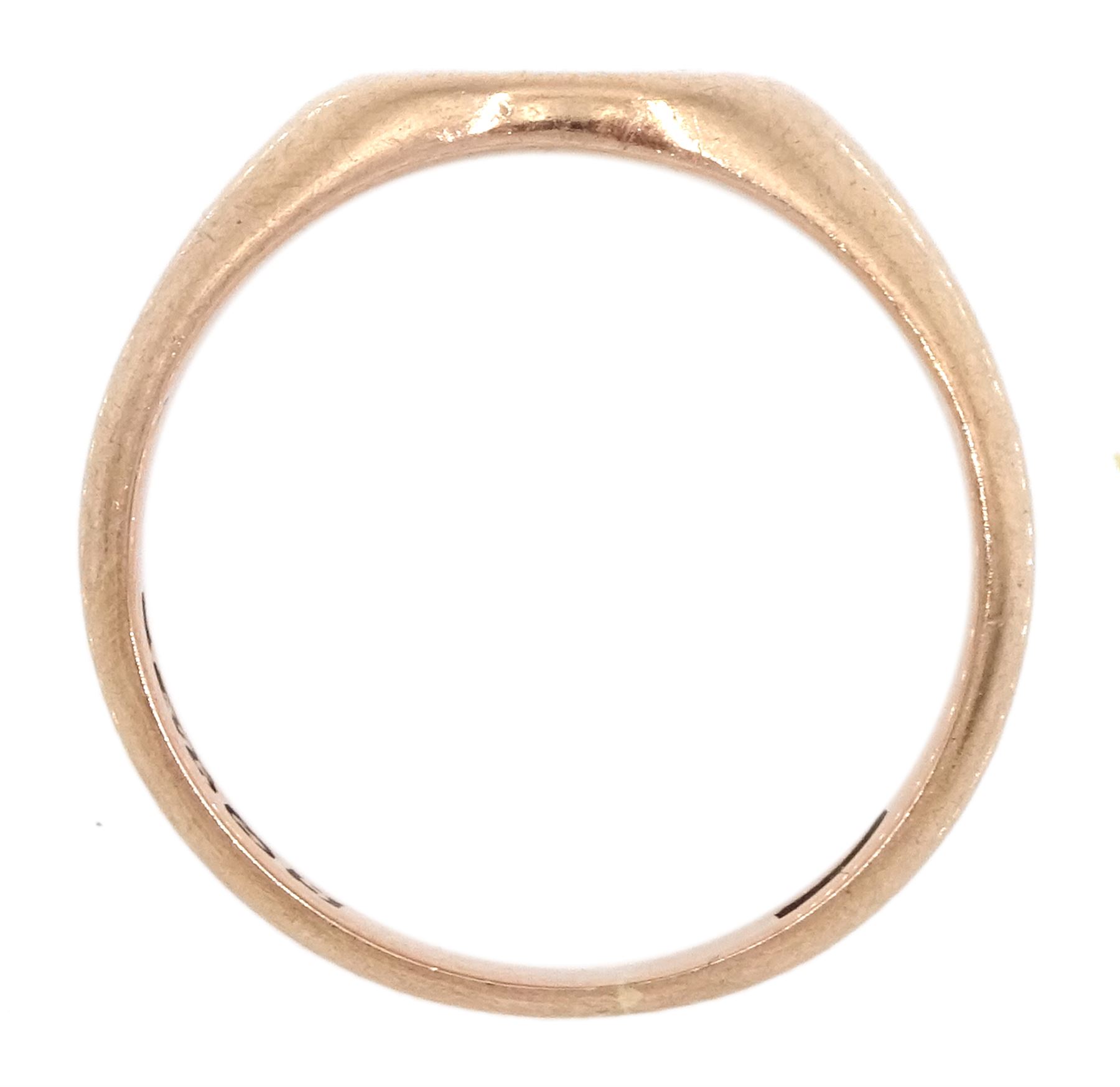 9ct rose gold signet ring engraved with monogrammed initials by Henry Griffiths & Sons, hallmarked 