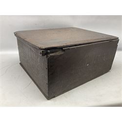 Late 17th/early 18th century oak bible box,  with carved detail to the front panel and iron lock-plate, H22cm, D40cm