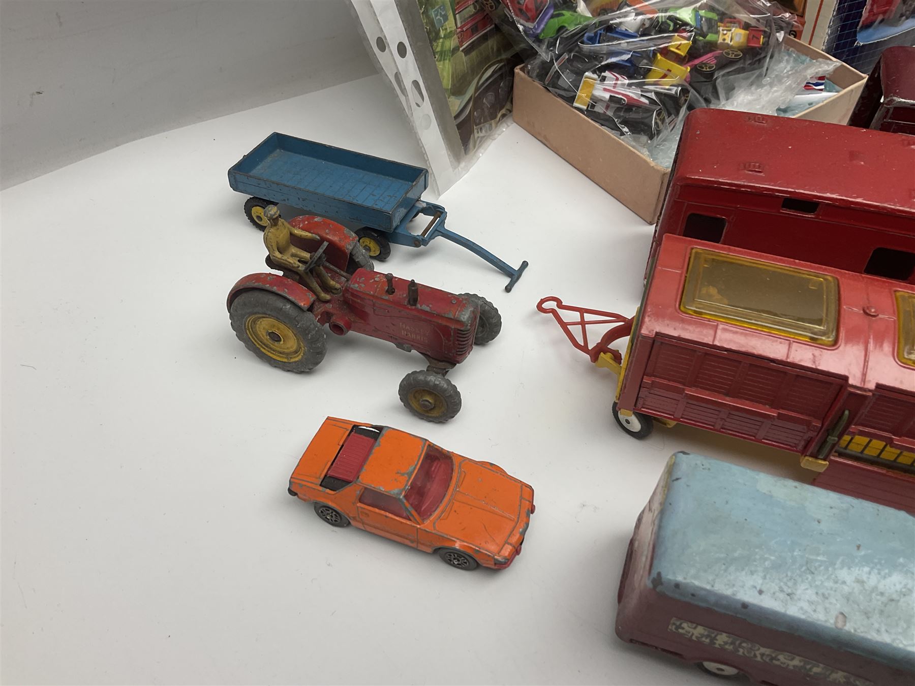 Various makers - Matchbox Superkings Snorkel Fire-Engine No.K-39 and King Size Scammell Tipper Truck No.K-19; both boxed; and large quantity of unboxed, playworn and repainted models by Dinky, Corgi, Lesney, EFE, Micromachines etc
