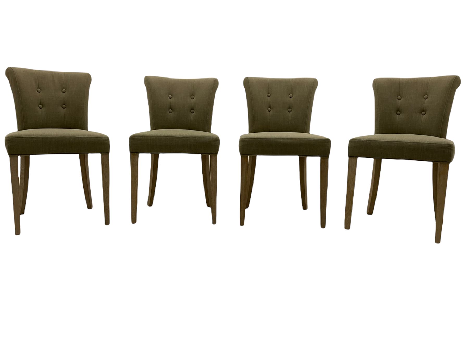 Neptune Furniture - Calverston set of four curved back dining chairs with Clara Natural buttoned upholstery, pale oak legs