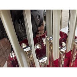 Silver plated Harrison Fisher & Co canteen of cutlery, stamped HF & Co, with similar cutlery