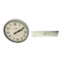 Rectangular mirror plate etched with the British rail symbol, together with a Thomas Kent wall clock, clock D53.5cm