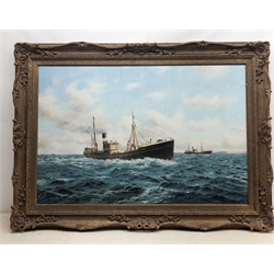 David C Bell (British 1950-): Hull Trawler 'Cape Mariato H364' in open waters, oil on canvas signed 60cm x 90cm
Provenance: with James Starkey Fine Art, Beverley, label verso
