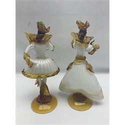 Pair of murano glass figures of Courtesans, H37cm