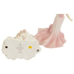 Eighteen Coalport Age of Elegance bisque figurines, including Brighton Promenade, Kensington Parade, Spring Pageant and Mandarin Crescent, mostly boxed