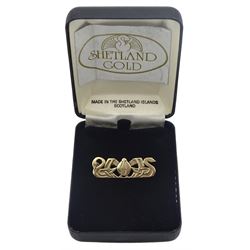 Shetland Islands 9ct gold 'Three Nornes' brooch, Edinburgh 1994, boxed