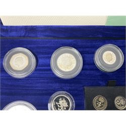 The Royal Mint United Kingdom 2000 silver proof Millennium coin collection, including Maundy coins, number 6384, cased with certificate 