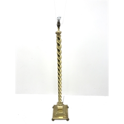  Classical brass rope twist standard lamp with shade, H132cm (excluding fitting)  