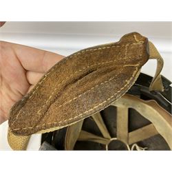 Post-WW2 British Airborne Troops,/Paratroopers Steel Helmet with green textured paint finish, leather and sponge liner and three point chinstrap mounting; liner marked BMB II 1953 71/4