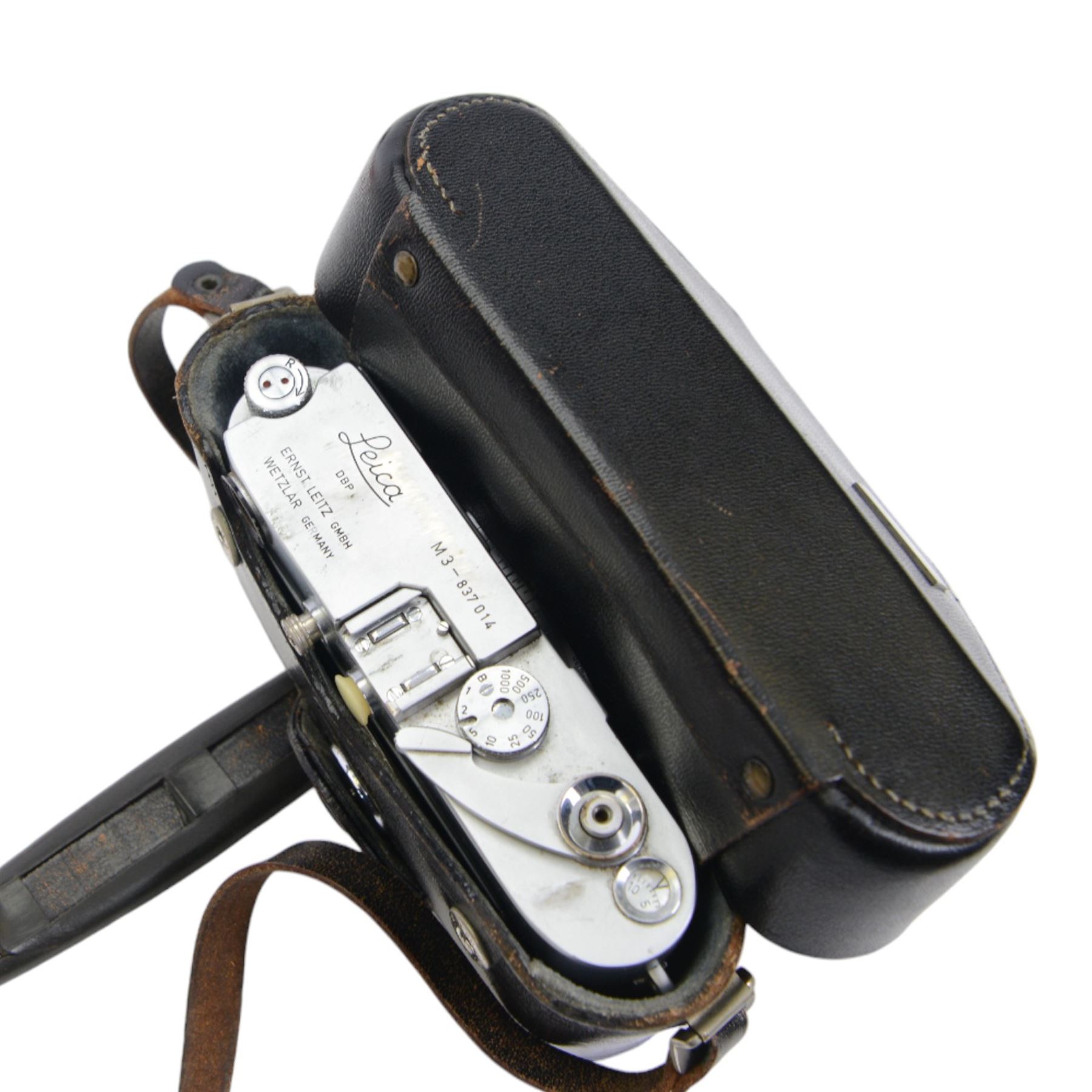 Leica M3 rangefinder camera body serial no. 837014 in Leitz case, with two Ernst Leitz GmbH Wetzlar lenses, comprising a Summarit f=5cm 1:15 lens serial no. 1515167 and a Hektor f=13.5cm 1:4.5 serial no. 1313114, both with lens covers, a Leica Meter in original box and other accessories all in carry case