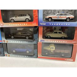 Lledo and Vanguard 1:43 scale die-cast models including Land Rover, Vauxhall, MG, Police and others, all boxed (21)