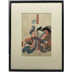 Utagawa Kunisada (Toyokuni III) (Japanese 1786-1865): Tale of Genji, mid 19th century woodblock print 35cm x 24cm