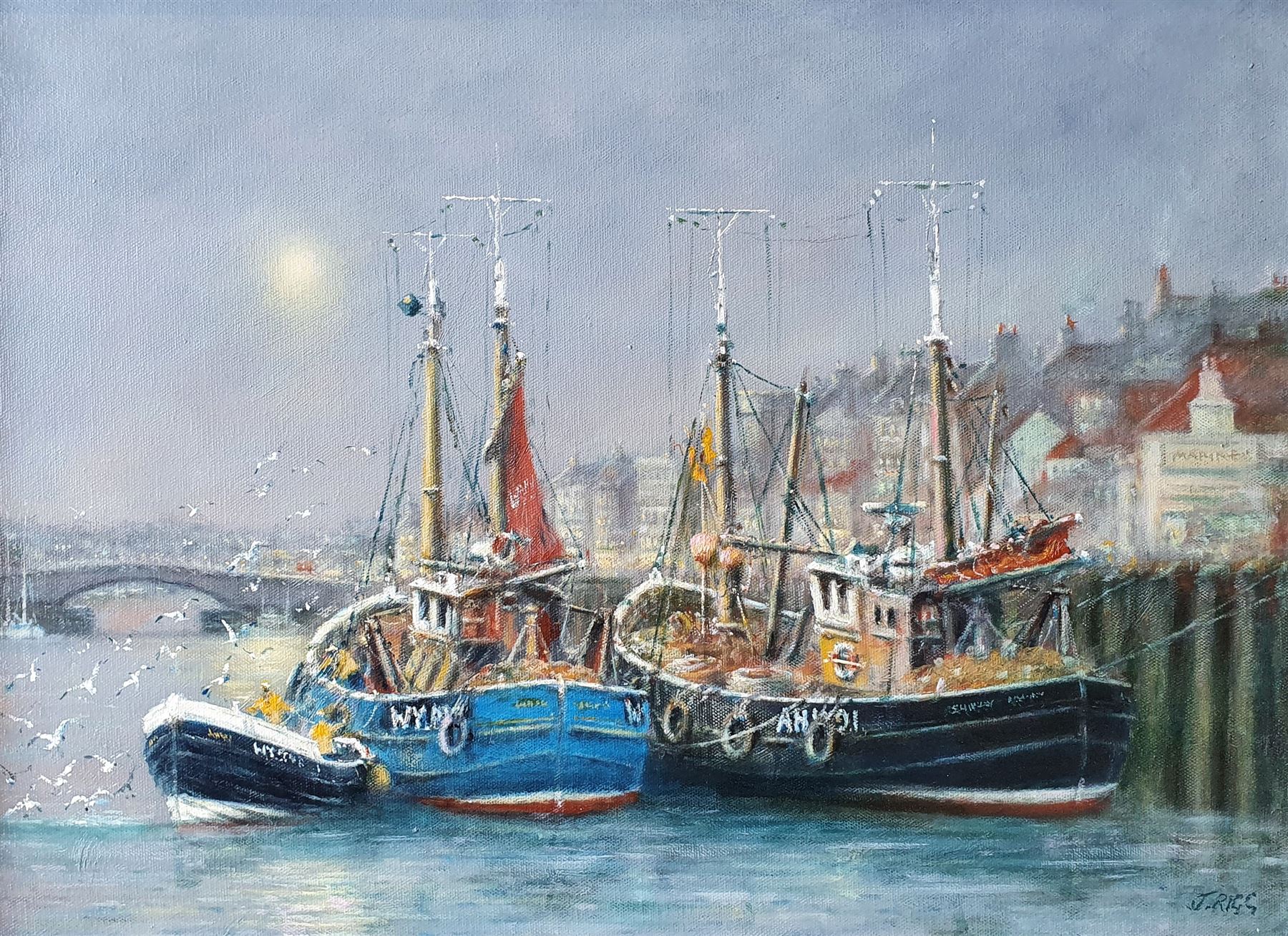 Jack Rigg (British 1927-): 'Whitby', oil on canvas signed, titled dated 2012 and inscribed '1960s-70s sketch' verso 40cm x 55cm