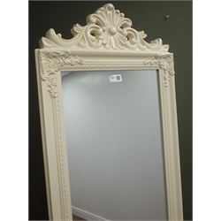  Classical style cream painted dressing mirror, W45cm, H176cm  