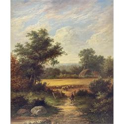 William Lara (British fl.c.1840-1860): Harvest Landscape, oil on canvas unsigned 60cm x 50cm 