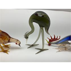 Large collection of hand-blown glass animals and figures, to include fish, birds, cats, dogs, monkeys etc