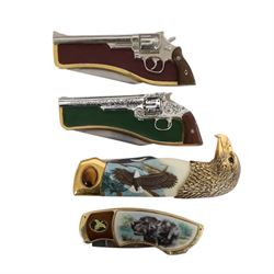 Franklin Mint collector's knives including Smith & Wesson, Tanto collection, Great American Eagle etc with cases 